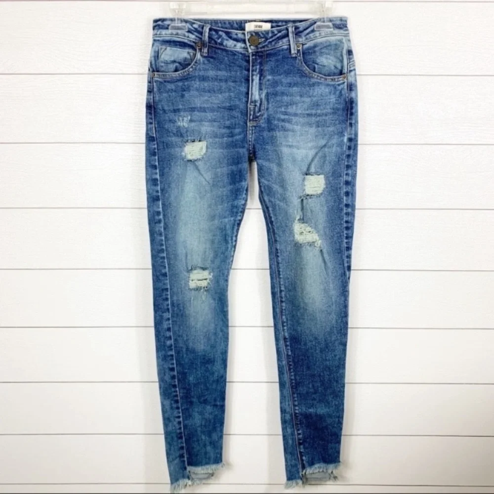 Topmark Skinny Jeans Destroyed Fray Step Hem Stretch 6